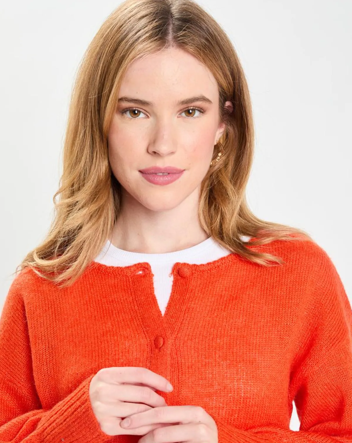 Galeries Lafayette Gilets Et Cardigans|Gilet en Laine & Mohair mélangés Maille Boston 2 rouge moyen