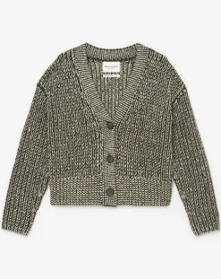 Marc O'Polo Gilets Et Cardigans|Gilet en Laine mélangée grosse maille marron/écru