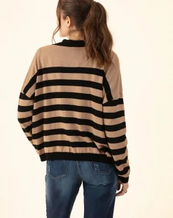 Indies Gilets Et Cardigans|Gilet en Laine mélangée Lena rayure camel