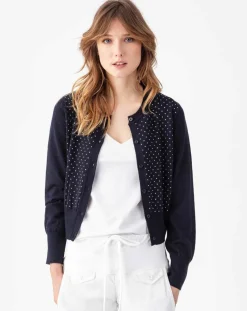 Indies Gilets Et Cardigans|Gilet en Laine mélangée Tidal marine/argenté