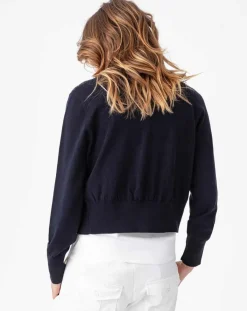 Indies Gilets Et Cardigans|Gilet en Laine mélangée Tidal marine/argenté