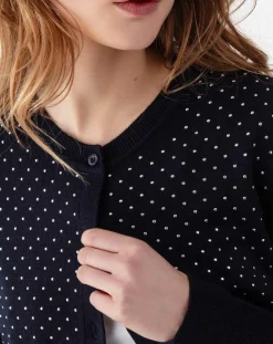 Indies Gilets Et Cardigans|Gilet en Laine mélangée Tidal marine/argenté