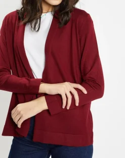 Galeries Lafayette Gilets Et Cardigans|Gilet en Maille fine col châle bordeaux