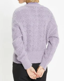 Galeries Lafayette Gilets Et Cardigans|Gilet en Maille pointelle mousseuse Rina violet clair