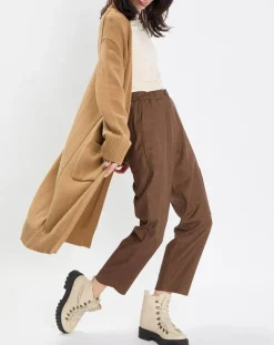 Marc O'Polo Gilets Et Cardigans|Gilet long à capuche en Laine mélangée camel