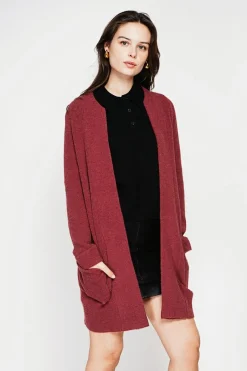 C&Jo Gilets Et Cardigans|Gilet long à col châle bordeaux