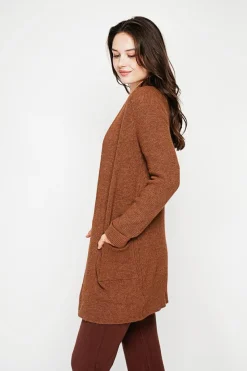 C&Jo Gilets Et Cardigans|Gilet long à col châle marron