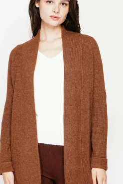 C&Jo Gilets Et Cardigans|Gilet long à col châle marron