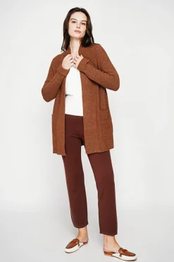 C&Jo Gilets Et Cardigans|Gilet long à col châle marron