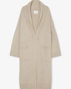Marc O'Polo Gilets Et Cardigans|Gilet long en Laine vierge mélangée beige moyen