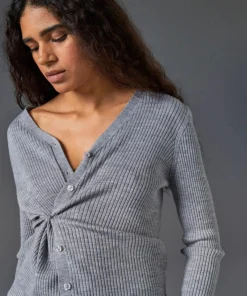 Rodier Gilets Et Cardigans|Gilet Mikaela 100% laine cache-coeur gris argent