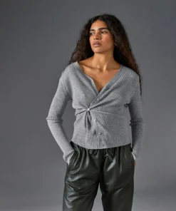 Rodier Gilets Et Cardigans|Gilet Mikaela 100% laine cache-coeur gris argent