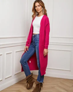 Fleur de cachemire Gilets Et Cardigans|Gilet Nina fushia