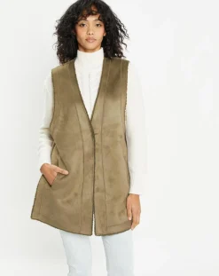 Lou Andrea Gilets Et Cardigans|Gilet réversible en Fausse Fourrure Dafne military