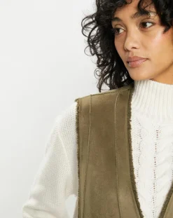 Lou Andrea Gilets Et Cardigans|Gilet réversible en Fausse Fourrure Dafne military