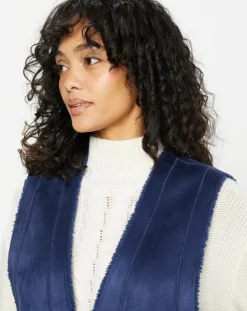 Lou Andrea Gilets Et Cardigans|Gilet réversible en Fausse Fourrure Dafne indigo