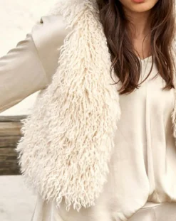 Lauren Vidal Gilets Et Cardigans|Gilet sans manches en fausse fourrure Moka crème