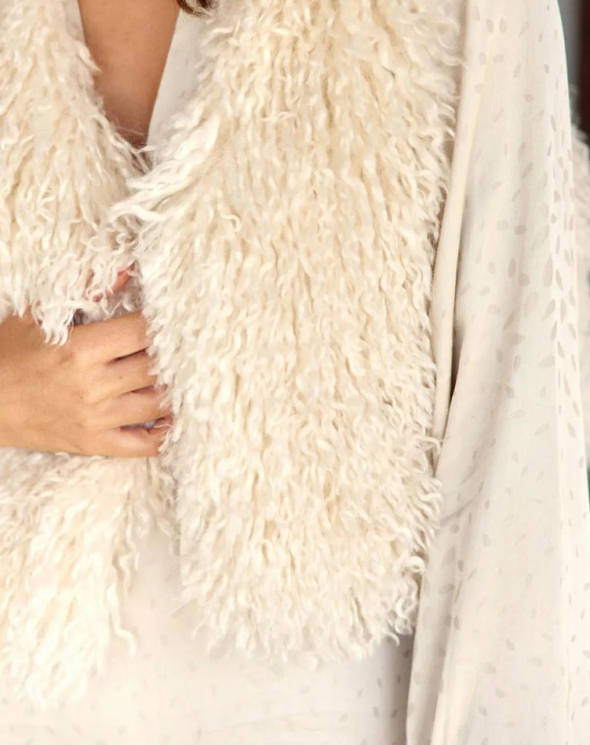 Lauren Vidal Gilets Et Cardigans|Gilet sans manches en fausse fourrure Moka crème