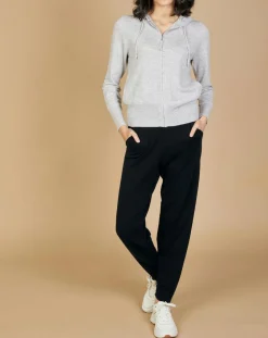 Cashmere Tribu Gilets Et Cardigans|Gilet zippé à capuche en Laine & Cachemire Erica gris chiné clair