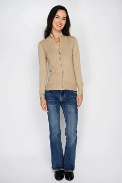 C&Jo Gilets Et Cardigans|Gilet zippé en Cachemire mélangé camel