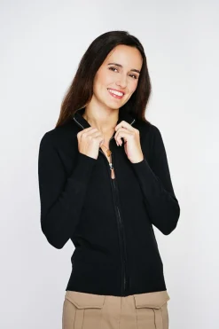 C&Jo Gilets Et Cardigans|Gilet zippé en Cachemire mélangé noir