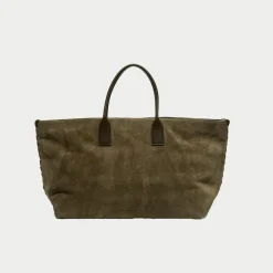 Bottega Veneta Sacs|Grand cabas en Velours de Cuir kaki - 33x45x20 cm