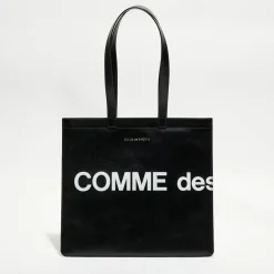 Comme des Garçons Sacs|Grand sac fourre-tout en Cuir avec logo noir - 33x36x0.5 cm
