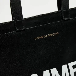 Comme des Garçons Sacs|Grand sac fourre-tout en Cuir avec logo noir - 33x36x0.5 cm