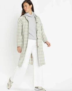 Galeries Lafayette Manteaux|Imperméable en Coton Louis à carreaux beige