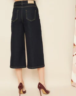 Hotel Particulier Jeans|Jean 3/4 évasée bleu foncé