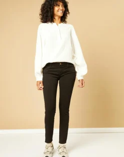 Acquaverde Pantalons|Jean Denim Color Scarlett noir