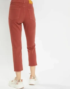Galeries Lafayette Jeans|Jean délavé en Toile de coton 7/8 marron