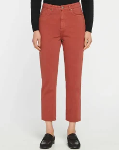 Galeries Lafayette Jeans|Jean délavé en Toile de coton 7/8 marron