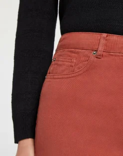 Galeries Lafayette Jeans|Jean délavé en Toile de coton 7/8 marron