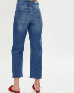Esprit Jeans|Jean Droit taille haute élastique bleu moyen