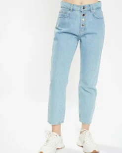 Galeries Lafayette Jeans|Jean en Coton Bio Capri boutons bleu clair