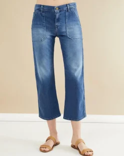 Acquaverde Jeans|Jean wide-leg Georgia bleu