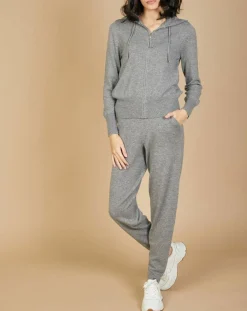 Cashmere Tribu Pantalons|Jogging en Laine & Cachemire Olivia gris chiné foncé