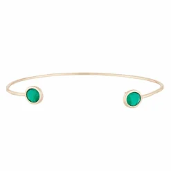 Moonstone Bracelets|Jonc Aya Agate verte en laiton doré