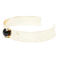 Moonstone Bracelets|Jonc Caroline Agate noire en laiton doré