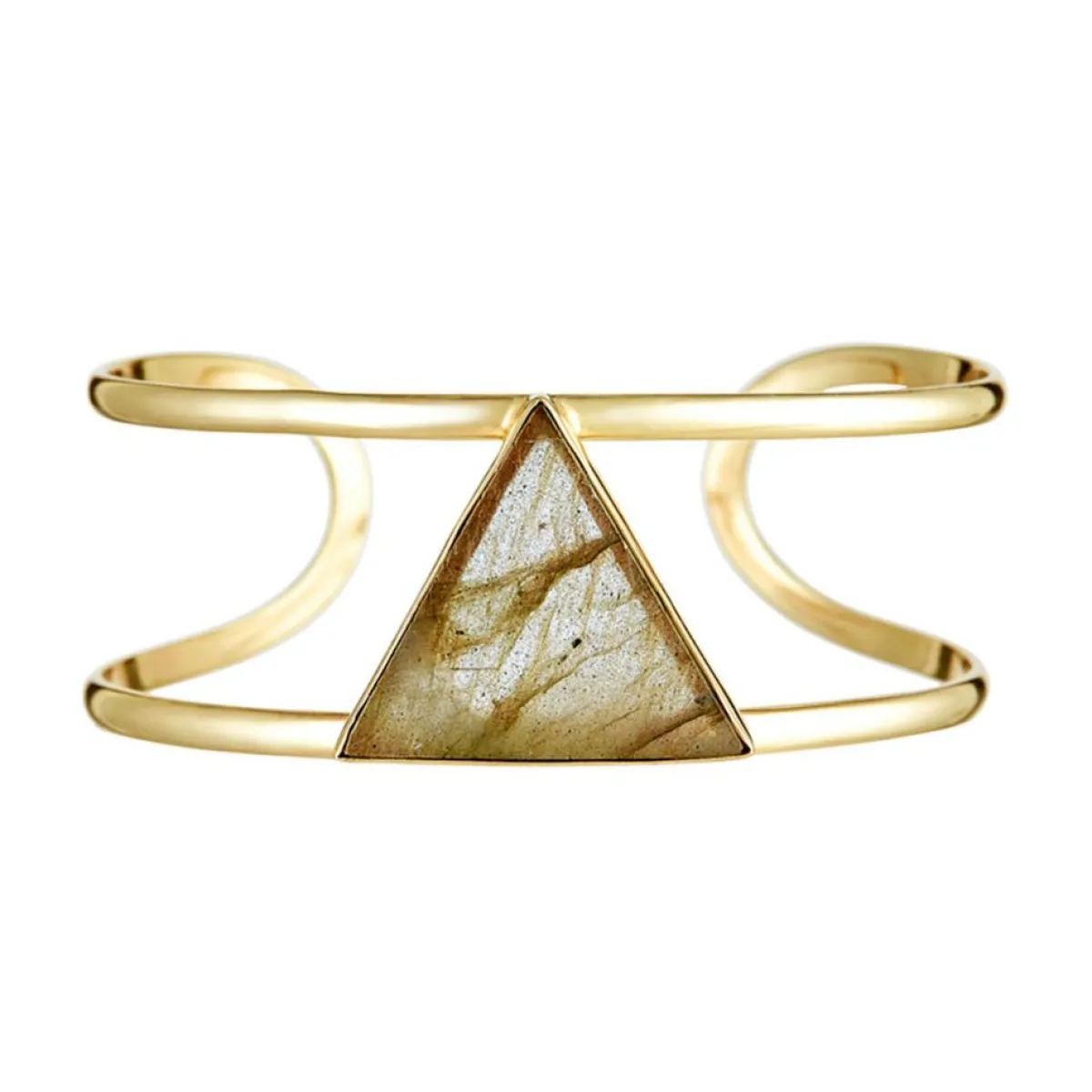 Moonstone Bracelets|Jonc Tara Labradorite en laiton doré