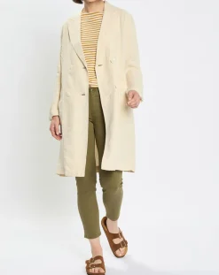 Marc O'Polo Manteaux|Manteau 100% Lin double boutonnage beige