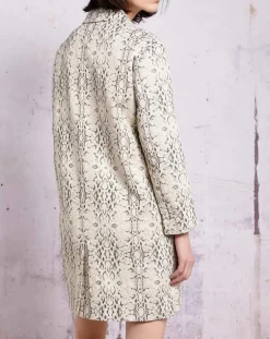 Swildens Manteaux|Manteau droit Qadrio python blanc