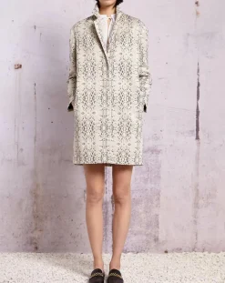 Swildens Manteaux|Manteau droit Qadrio python blanc