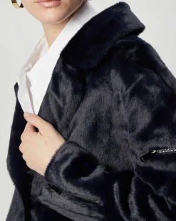 Lou Andrea Manteaux|Manteau en Fausse Fourrure Eliza marine