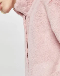 Lou Andrea Manteaux|Manteau en Fausse Fourrure Olivia vieux rose