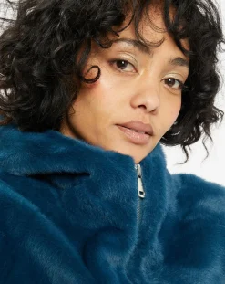 Lou Andrea Manteaux|Manteau en Fausse Fourrure Avi bleu