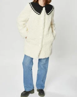 Manoush Manteaux|Manteau en Fausse Fourrure Nounours col amovible écru