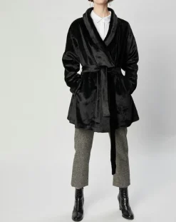 Lou Andrea Manteaux|Manteau en Fausse Fourrure Marika noir