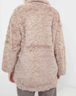 See u Soon Manteaux|Manteau en fausse fourrure Menthe vieux rose